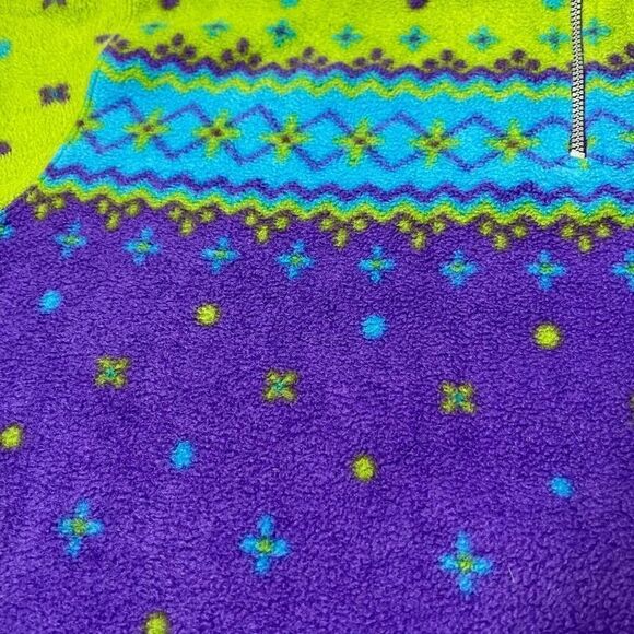 Zzapp Vintage Sweater Womens Medium Yellow Geometric Pattern Fleece Sz L 1/4 Zip - Picture 6 of 10